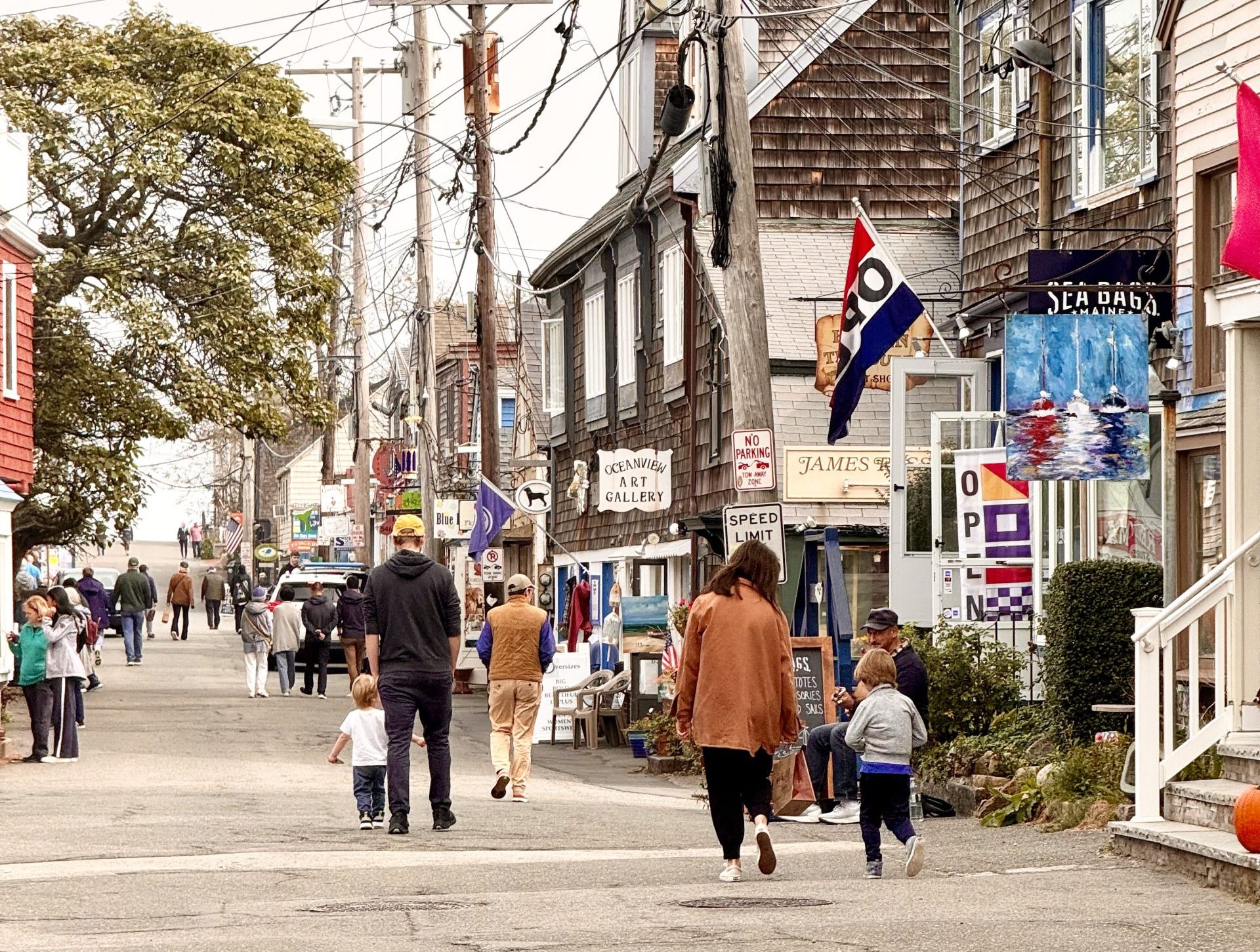 people walking down a street