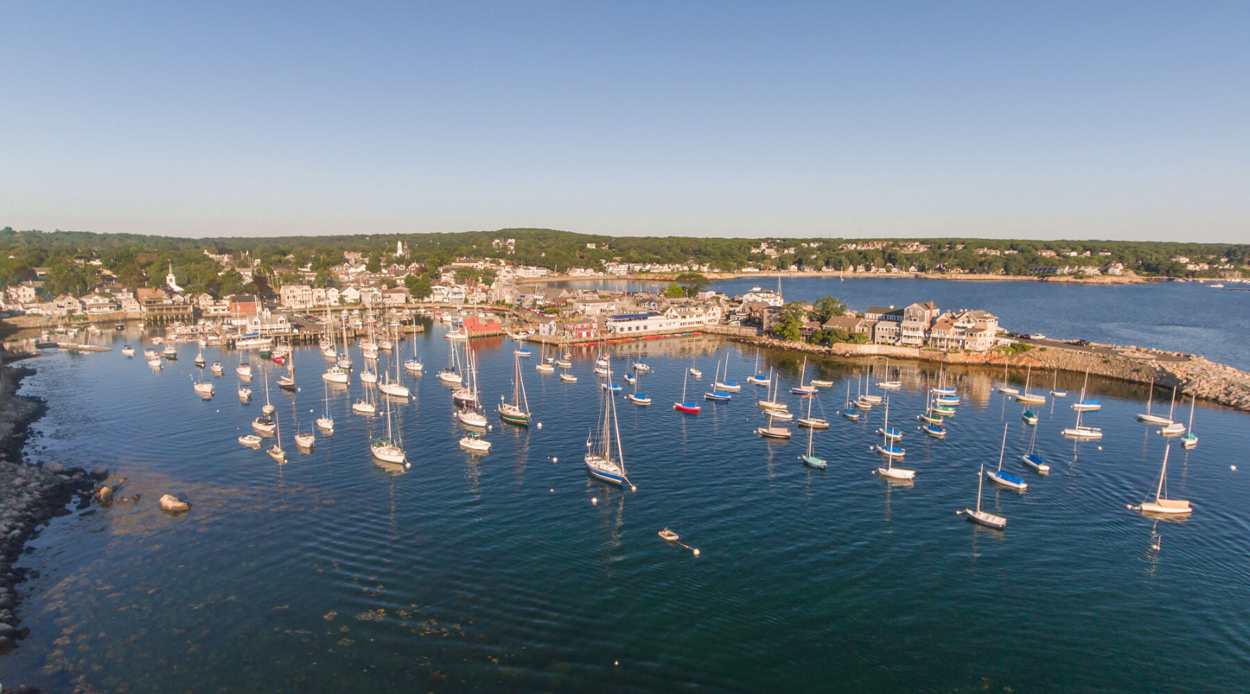 Aerial Gloucester MA Harbor Located Near Rockport Inn & Suites