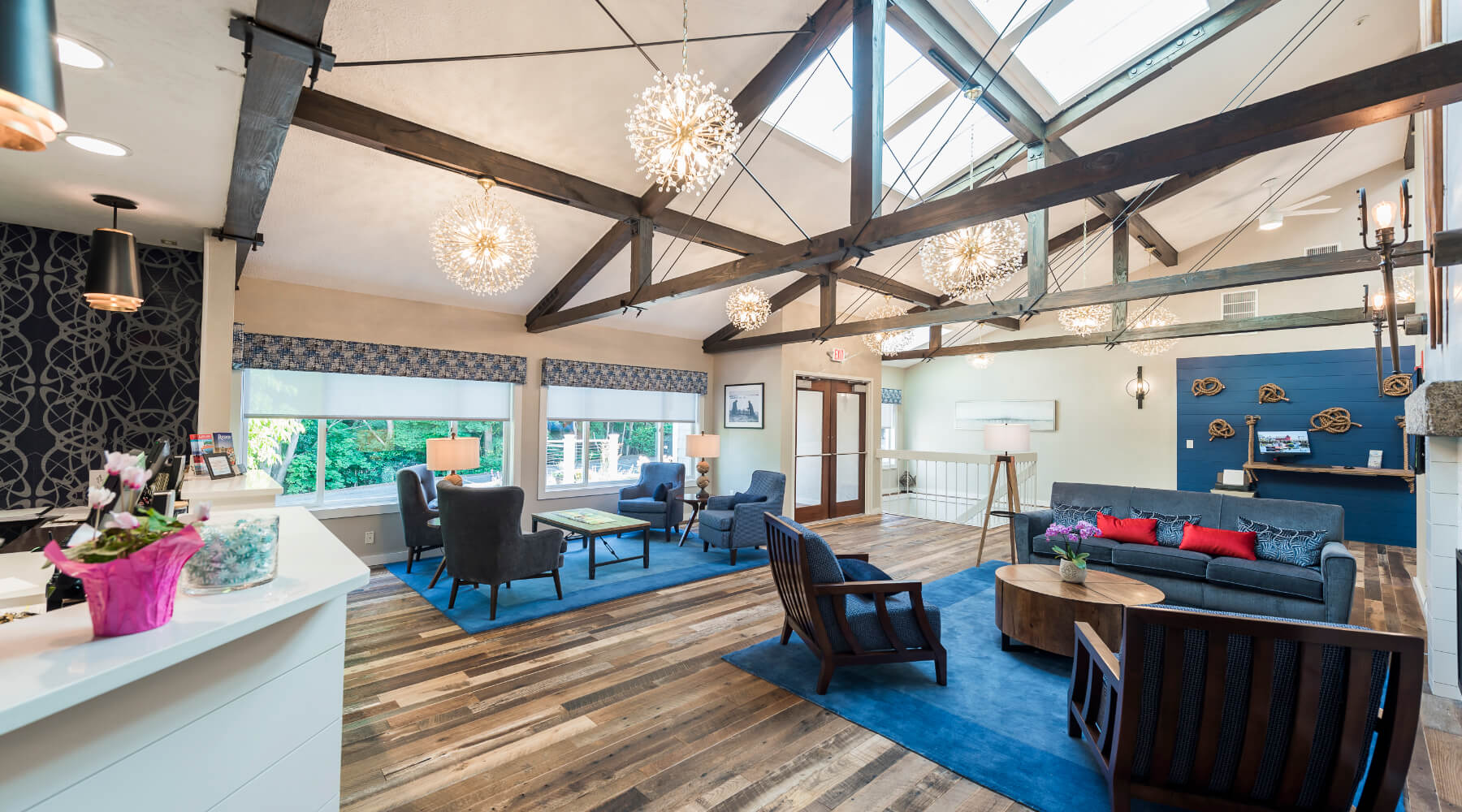 Rockport Inn & Suites Interior Nautical Themed Lounge Area with Skylight